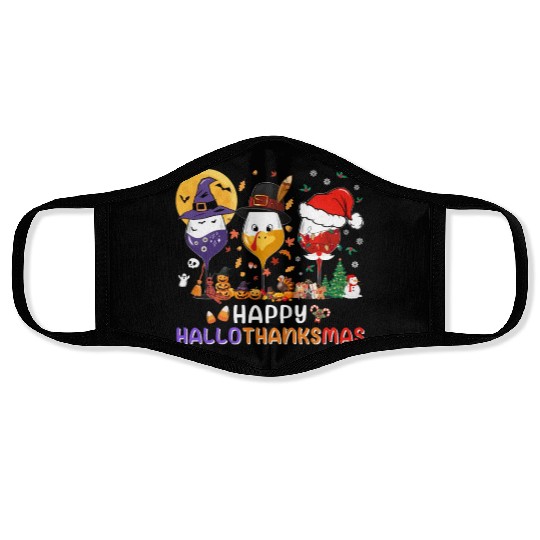 Hallothanksmas Halloween Thanksgiving Christmas Face Masks