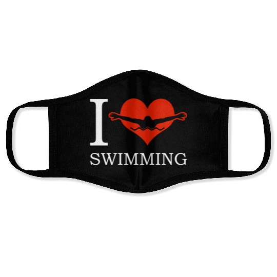 I Love Swimming Swimmer Swim Face Masks