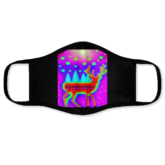 Retro Christmas Reindeer Face Masks