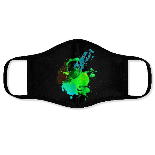1:1 poster green blops Face Masks