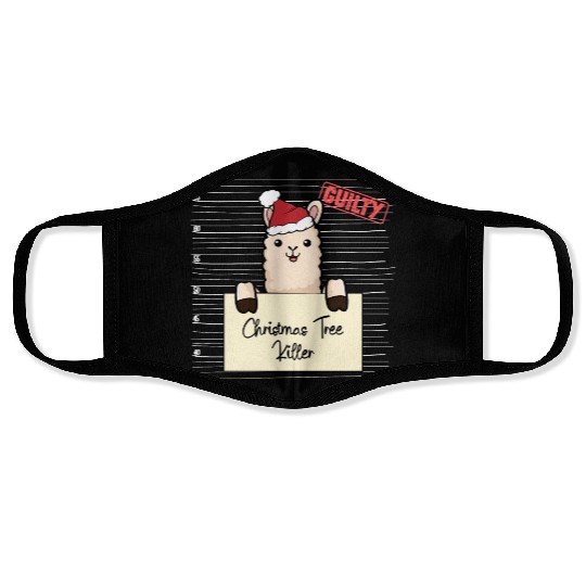 Llama christmas funny prison Face Masks