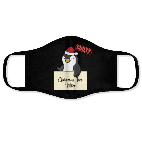 Penguin christmas funny prison Face Masks