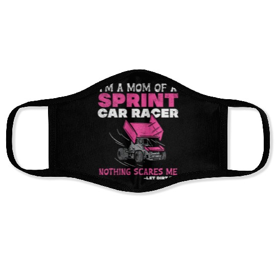 Mom Of A Sprint Car Racer Race Day Driver Mother P Face Masks