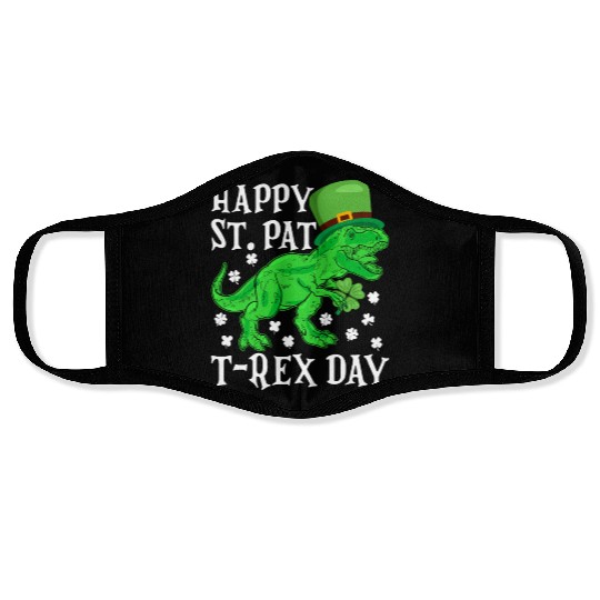 Happy St Pat Trex Day Dino St Patricks Day Toddler Face Masks
