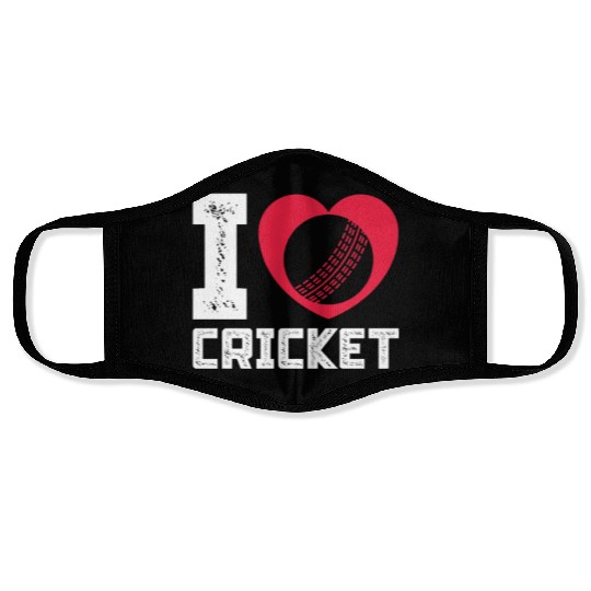 I Love Heart Cricket Face Masks