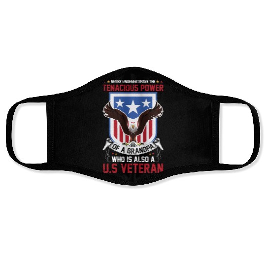 USA Flag Grandpa US Veteran Dad Gift Ideas Face Masks