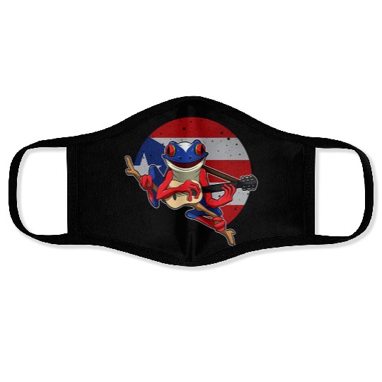 Guitar Playing Coqui Frog Puerto Rico Animal Face Masks