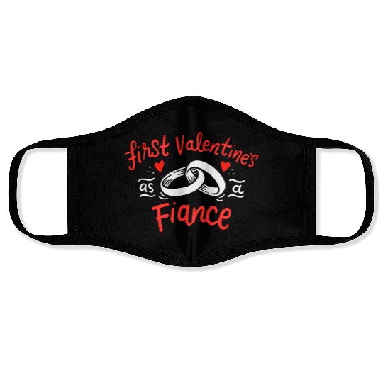 first valentines as fiance hearts day engagement Face Masks