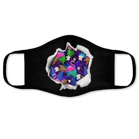Bullet Hole Flamingo Face Masks