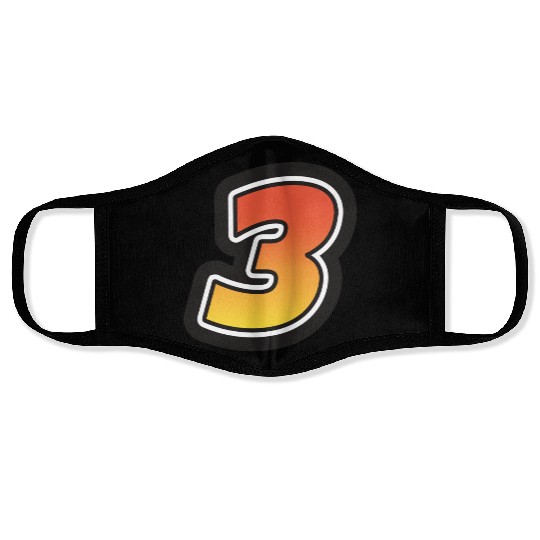 Number Three 3 Gradient Yellow Orange 3 Stroke Face Masks