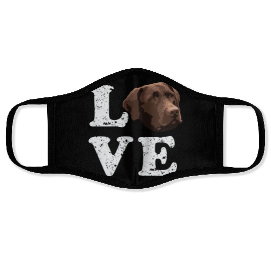I Love My Chocolate Lab Labrador Retriever Dog Face Masks
