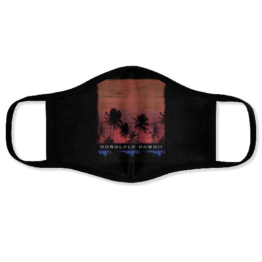 Honolulu Oahu Hawaii Vacation Souvenir Palm Tree Face Masks