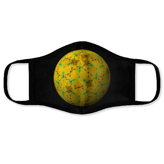 Golden-Yellow 3D Sphere with Green Highlights Face Masks