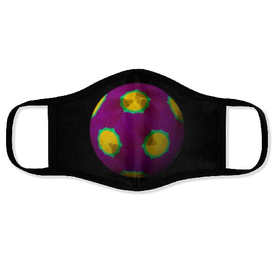 Purple 3D Sphere with Green Symmetric Shape Face Masks