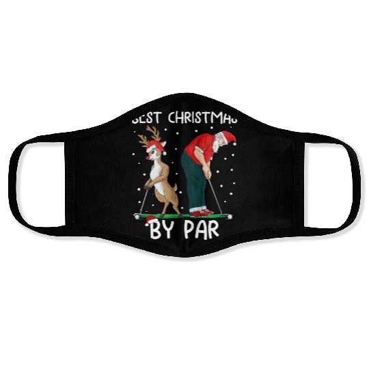 Golf Reindeer Golfer Christmas Santa Claus Golfing Face Masks