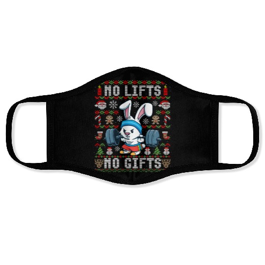 Funny No Lifts No Gifts Ugly Christmas Workout Face Masks