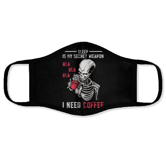 Skeleton Drinking Coffee Medical Student Face Masks