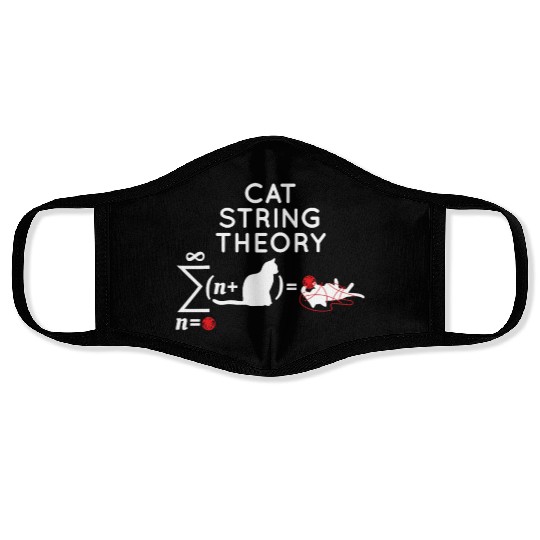 Cat String Theory Sarcastic Science Humor Funny Face Masks
