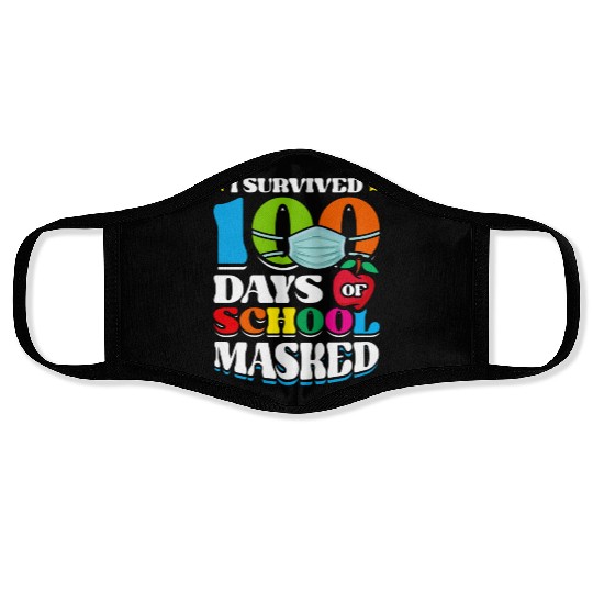 I Survived 100 Days Of School Masked Pupils Home Face Masks