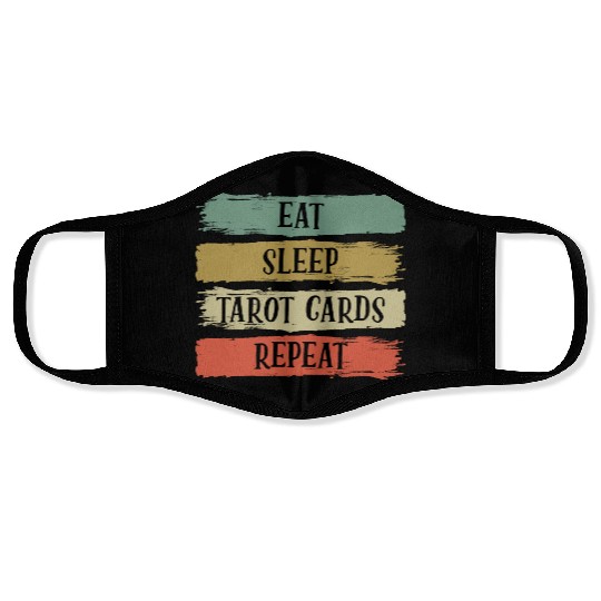 Eat Sleep Retro Vintage Tarot Cards Cartomancy Face Masks