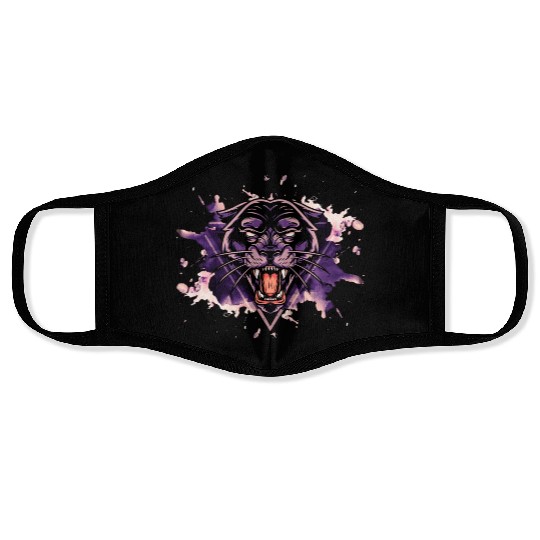 Panther Panter Purple Black Splash Predator Animal Face Masks