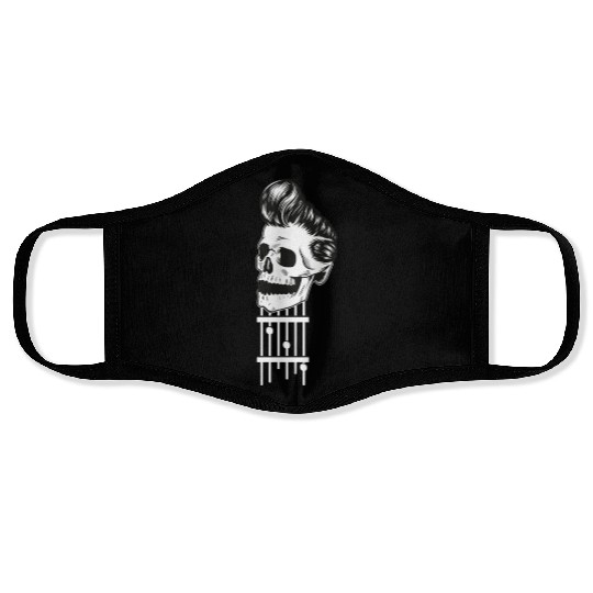 Rock N Roll Skeleton Head -Sweet Rock On Guitar Face Masks