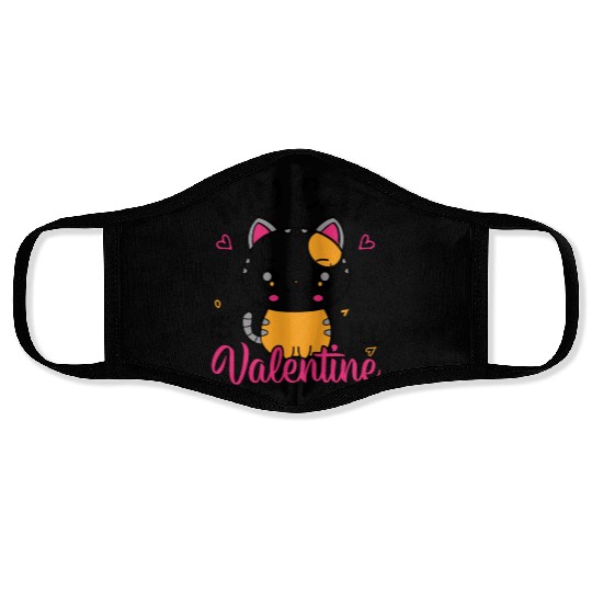 My Cat is my Valentine Valentines Day Face Masks