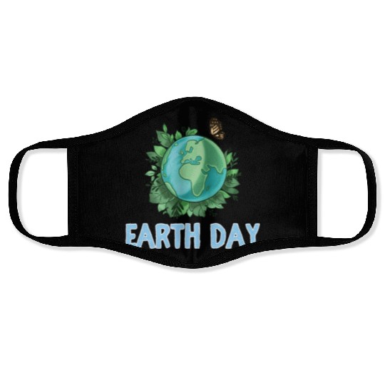 Earth Day Gift Globe Plants Butterfly Save the Face Masks