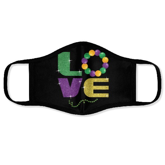 Love New Orleans Festival Parade Beads Mardi Gras Face Masks