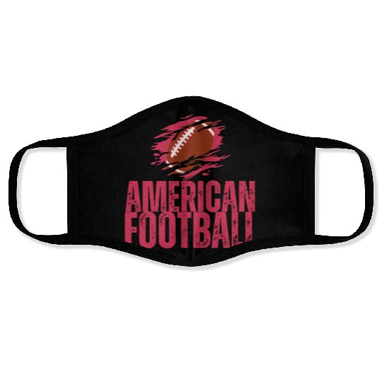 Red American Football Sport Design Game Day Tees Face Masks