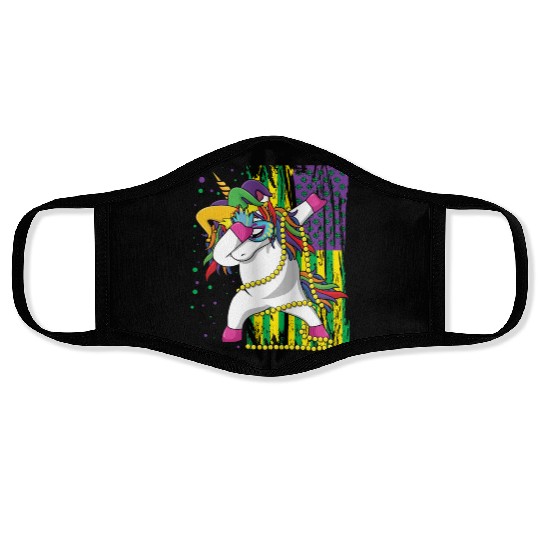 Dab Unicorn Festival Parade Beads Mardi Gras Face Masks