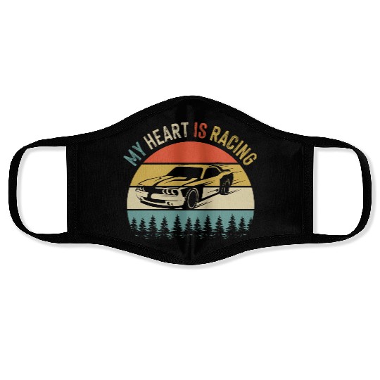 Fathers Day Retro Vintage Speedway Car Racing Face Masks