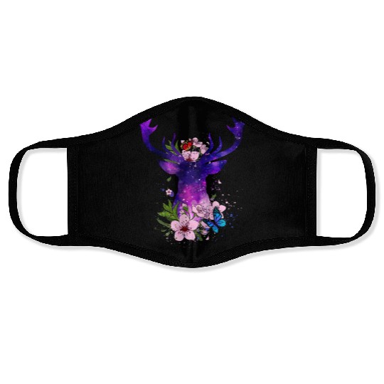 Floral Galaxy Deer Face Masks