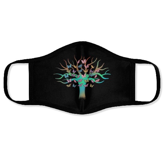 Butterfly Tree Beautiful Animal Butterflies Tree Face Masks