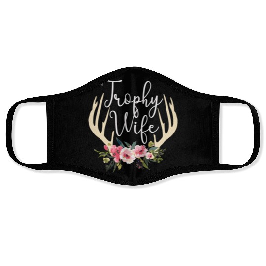 Trophy Wife Cute Deer Antlers Flowers Hunters Wife Face Masks