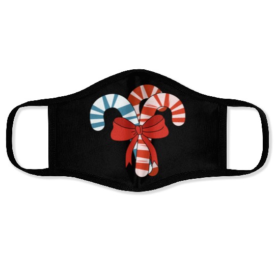 Candy Cane Christmas Bow Face Masks