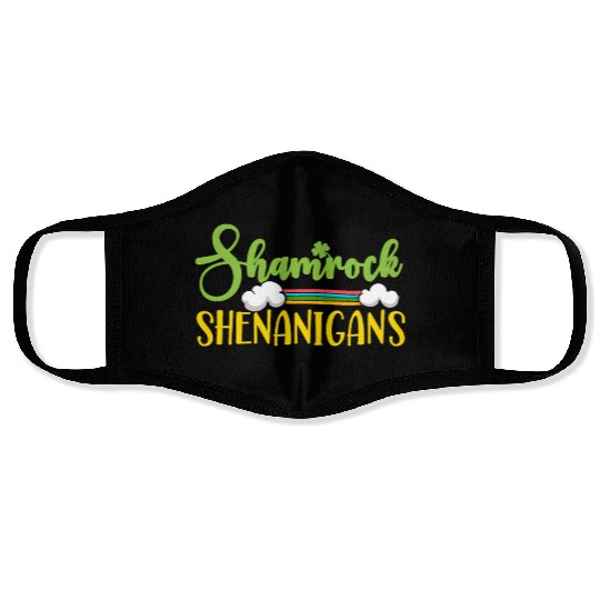 Shamrock Shenanigans St. Patricks Day Irish Pride Face Masks