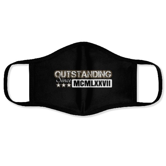 Outstanding Since 1977 Roman Number MCMLXXVII Face Masks