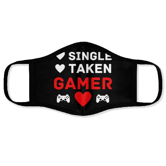Single Taken Gamer Valentines Day Gaming Heart Face Masks