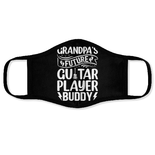 Newborn Guitarist - Grandpa's Future Guitar Player Face Masks