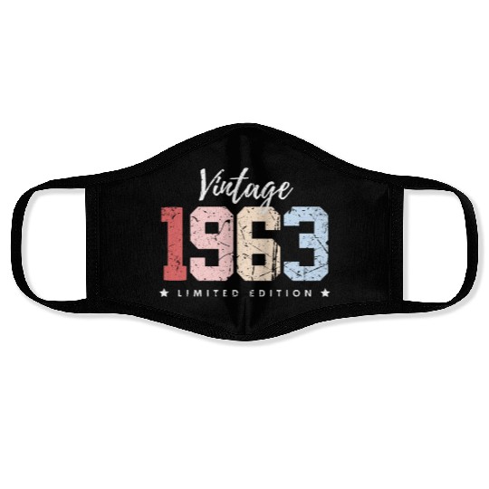 60 Years Vintage 1963 Retro 60th Birthday Face Masks