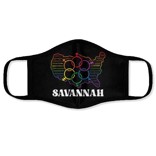 Savannah Pride Month Pride Flag LGBT Community LGB Face Masks
