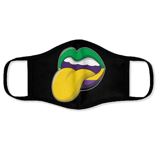 Tongue Lips Festival Parade Beads Mardi Gras Face Masks