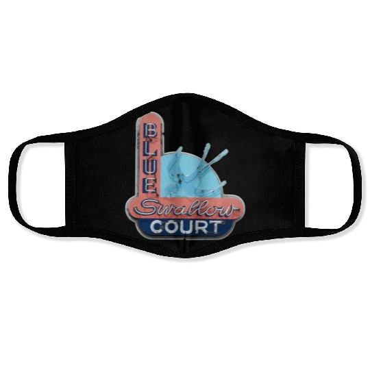 Blue Swallow Court Route 66 Tucumcari Face Masks