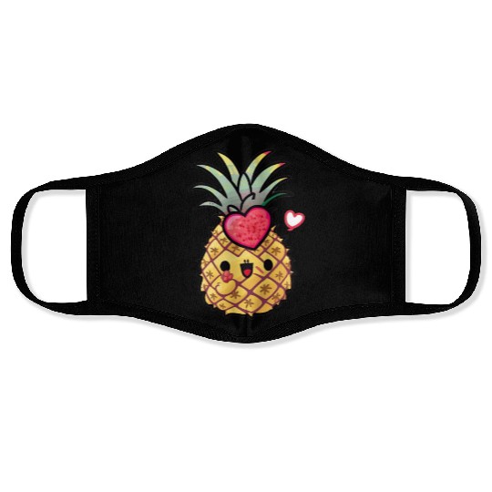 Cute Pineapple, Happy Pineapple Drawing, Face Masks