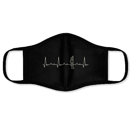 Trumpet Instrument. Heart. Love. EKG. Pulse. Beat. Face Masks