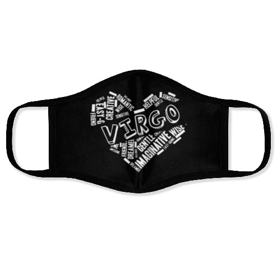 Virgo Heart Word Cloud Doodle Astrology Zodiac Sta Face Masks