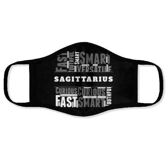 Sagittarius Zodiac Star Sign Word Cloud Square Mon Face Masks