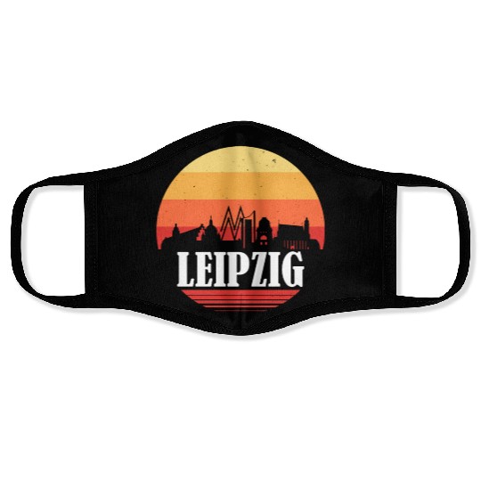 Leipzig Retro Skyline Face Masks