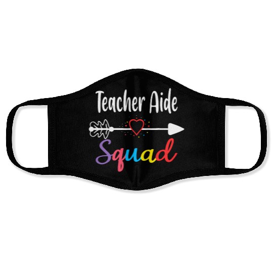 Teacher Aide Squad Funny Back To School Teacher su Face Masks